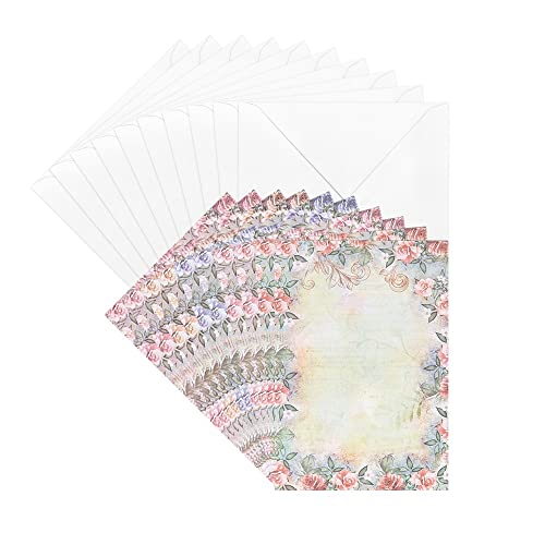 Ideen mit Herz Grußkarten-Set mit Umschlägen | 10 Motiv-Karten | blanko | bunt | neutral | Blumen-Designs | Din B6 (Rosen 01) von Ideen mit Herz