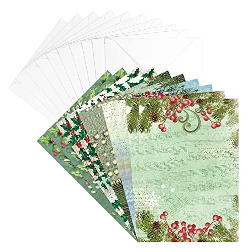Ideen mit Herz Grußkarten-Set mit Umschlägen | 10 Motiv-Karten | blanko | bunt | neutral | Ideal für Weihnachtskarten | Din B6 (Weihnachtszweige) von Ideen mit Herz