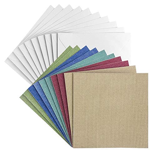 Ideen mit Herz Grußkarten-Set mit Umschlägen| 10 farbige Karten | Glitzer-Leinen-Optik | blanko | neutral | ideal für Glückwünsche zum Geburtstag, Hochzeit (Farbsortierung 1, 16 x 16 cm) von Ideen mit Herz