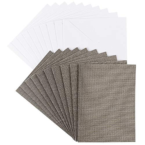 Ideen mit Herz Grußkarten-Set mit Umschlägen| 10 farbige Karten | Glitzer-Leinen-Optik | blanko | neutral | ideal für Glückwünsche zum Geburtstag, Hochzeit (taupe, Din B6 | 16,5 x 11,5 cm) von Ideen mit Herz