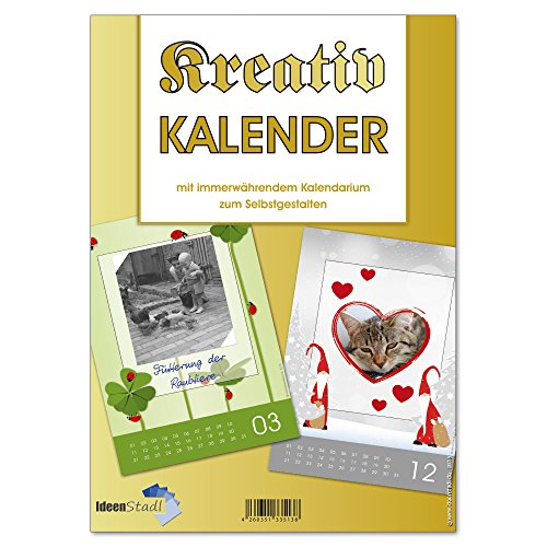 1 Fotokalender Bastelkalender zum selbst gestalten - immerwährend - Kreativ Kalender - mit Eulen - Erdmännchen - Eichhörnchen etc. 4610 von Ideenstadl