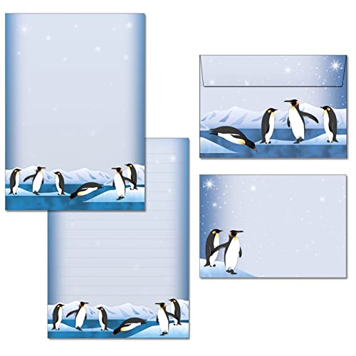 1 Schreibblock Pinguine 50 Blatt DIN A5 mit Deckblatt + 15 Kuverts C6 von Ideenstadl