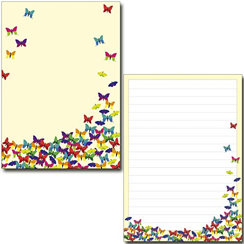 2 Schreibblöcke bunte Schmetterlinge je 50 Blatt Format DIN A5 mit Deckblatt von Ideenstadl
