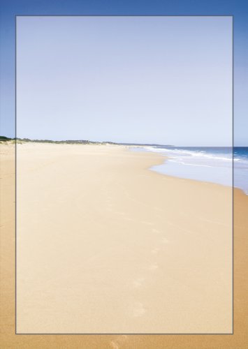 20 Blatt Briefpapier Sandstrand DIN A4 90 g/m² Küste Meer Motivpapier Spuren im Sand 5051 von Ideenstadl