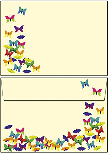 20 Briefumschläge viele bunte Schmetterlinge DIN C6 ohne Fenster von Ideenstadl