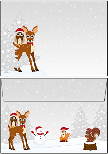 25 Briefumschläge Weihnachten Waldtiere DIN C6 ohne Fenster 61085-C6 von Ideenstadl