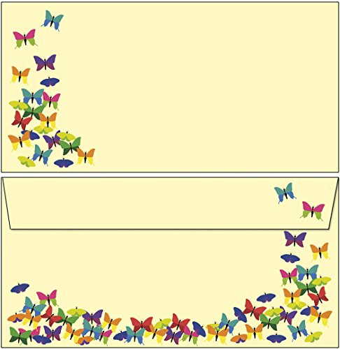 25 Briefumschläge bunte Schmetterlinge DIN lang ohne Fenster 6935 von Ideenstadl