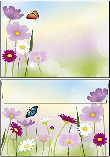 50 Briefumschläge schöne Blumenwiese DIN C6 ohne Fenster 61232-C6 von Ideenstadl
