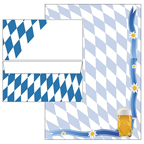 Bayern-Raute + Bier 50-teilig 25 Blatt Briefpapier + 25 Stück Briefumschläge DIN lang ohne Fenster 5775+6155 von Ideenstadl