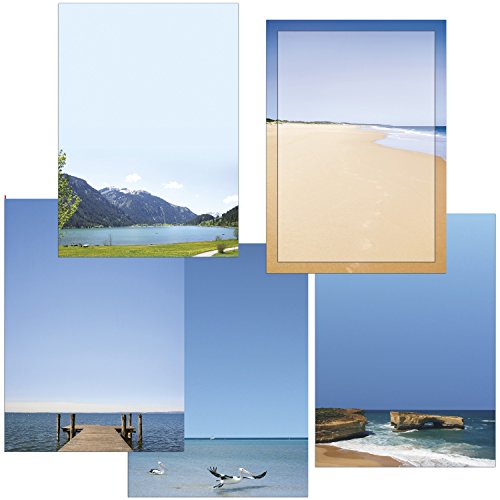 Berge - Wasser - Meer Briefpapier-Mix 50 Blatt 5x10 Blatt DIN A4 90 g/m² von Ideenstadl