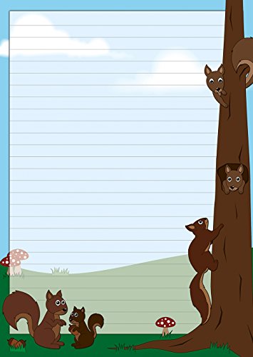 Briefblock-Mappe - nette Eichhörnchen - 1 Schreibblock DIN A4 + 15 Briefumschläge DIN lang + 2 Postkarten Block-Set-Eichhörnchen von Ideenstadl