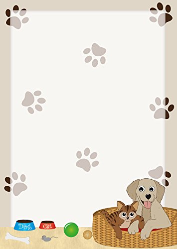 Briefpapier Hund und Katze DIN A4 90 g/m² Motivpapier (100 Blatt) von Ideenstadl