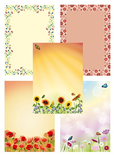 Briefpapier-Mix verschiedene Motive Best of Blumen + Blüten 50 Blatt 5x10 Blatt DIN A4 90 g/m² Blumen-Mix von Ideenstadl