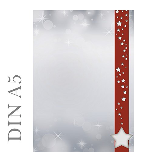 Briefpapier Weihnachten Sterne im roten Banner 100 Blatt ACHTUNG DIN A5 90 g/m² 5523-A5 von Ideenstadl