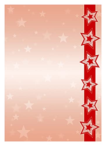 Briefpapier Weihnachten rote Sterne DIN A4 90 g/m² (20 Blatt) von Ideenstadl