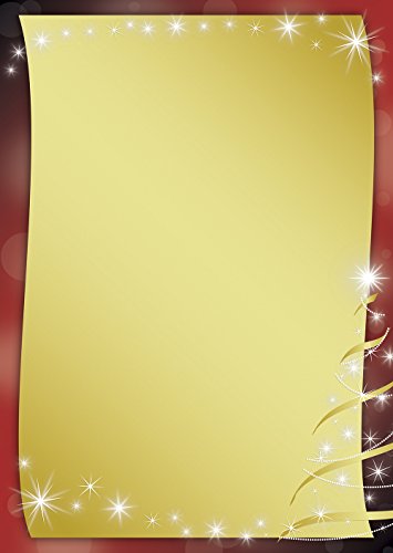 Briefpapier Weihnachten schwarz/rot/gold Motivpapier DIN A4 90 g/m² (20 Blatt) von Ideenstadl
