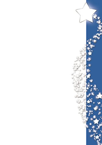 Briefpapier Weihnachten weiße Sterne auf blauem Banner 20 Blatt DIN A4 90 g/m² 5851 von Ideenstadl
