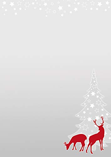 Briefpapier weihnachtliches rotWild 20 Blatt Motivpapier Weihnachten DIN A4 90 g/m² rot/grau 5881 von Ideenstadl