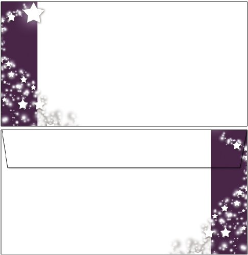 Briefumschläge Sterne auf lila Banner DIN lang ohne Fenster 651 (50 Kuverts) von Ideenstadl