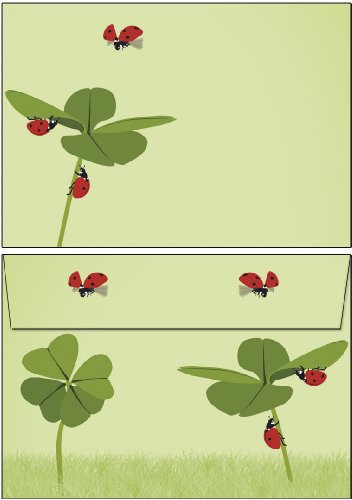 Briefumschläge Symoble des Glücks - Klee und Marienkäfer 20 Stück DIN C6 ohne Fenster 6571-C6 von Ideenstadl