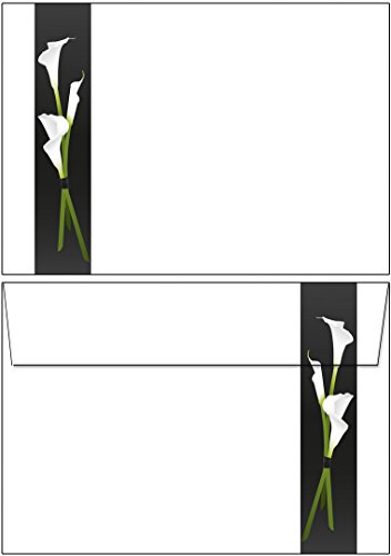 Briefumschläge Trauer weiße Calla DIN C6 ohne Fenster 6791-C6 (20 Kuverts) von Ideenstadl