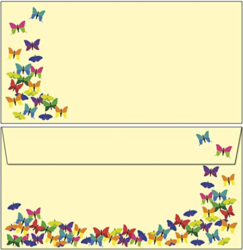 Briefumschläge bunte Schmetterlinge DIN lang ohne Fenster 6931 (20 Kuverts) von Ideenstadl