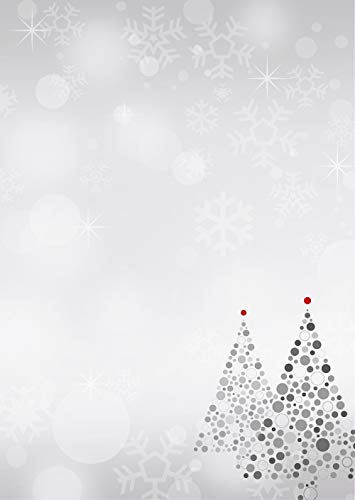 Weihnachten Merry Christmas Weihnachtsbaum modern grau/rot Set 200-teilig 100 Blatt Briefpapier + 100 Stück Briefumschläge DIN lang ohne Fenster 51323+6863 von Ideenstadl