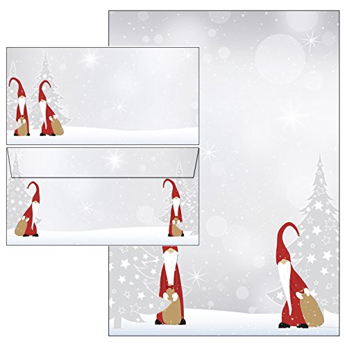 Weihnachten Weihnachtswichtel Set 40-teilig 20 Blatt Briefpapier + 20 Stück Briefumschläge DIN lang ohne Fenster 51071+61071 von Ideenstadl