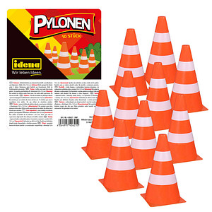 10 Idena Spielzeug-Pylone orange, weiß 15,5 cm von Idena
