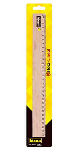 Idena 10425 - Holz-Lineal mit 30 cm Länge, Millimeter- und Zentimeter-Skalierung, für Schule, Büro und Freizeit von Idena