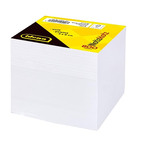Idena 10446 - Notizklotz geleimt, 9 x 9 x 9 cm, 80 g/m², ca. 800 Blatt, weiß, Nachfüllpack für Zettelbox von Idena