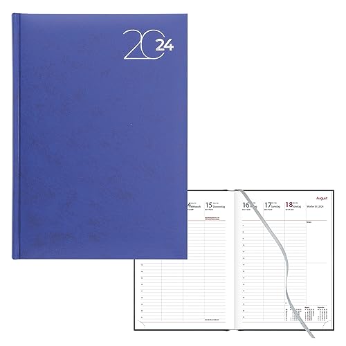 Idena 11021 - Wochenkalender 2024, 17 x 24 cm, blau, 144 Seiten, Hardcover Wochenplaner, Agenda von Idena