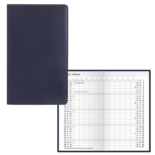 Idena 11036 - Taschenkalender 2024, classic blau, 87 x 153 mm, Terminplaner, Monatskalender von Idena
