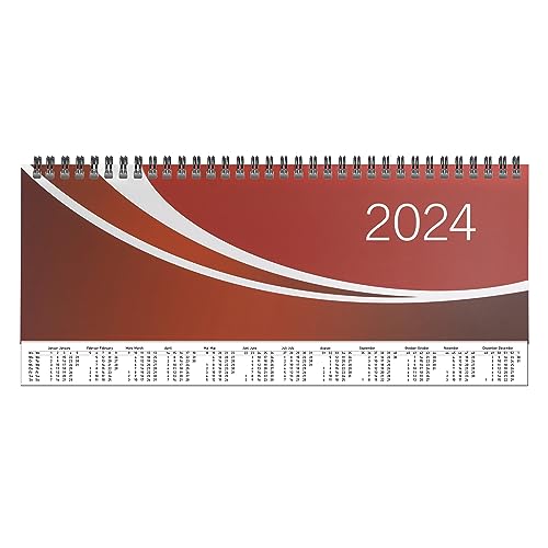 Idena 11048 - Tischkalender 2024 quer, 298 x 105 mm, Premium rot, 128 Seiten, Wochenplaner, Querkalender von Idena