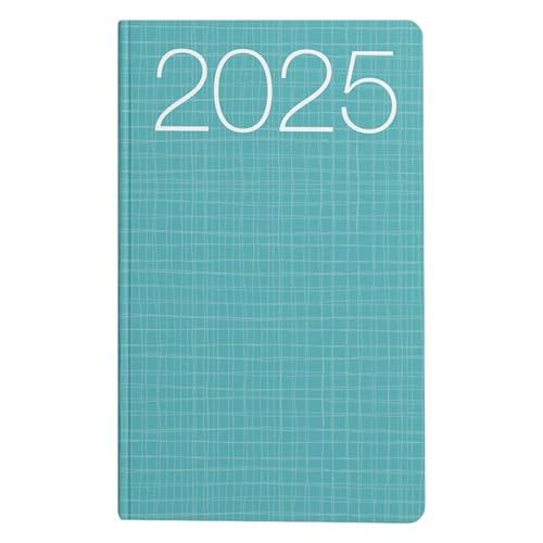 Idena 11145 - Taschenkalender 2025, Ladytimer im Format 8,7 x 15,3 cm, 1 Woche auf 2 Seiten, Terminplaner mit Flexicover-Einband in Türkis und Eckperforation von Idena