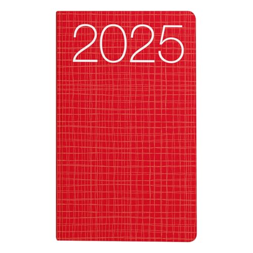 Idena 11146 - Taschenkalender 2025, Ladytimer im Format 8,7 x 15,3 cm, 1 Woche auf 2 Seiten, Terminplaner mit Flexicover-Einband in Rot und Eckperforation von Idena