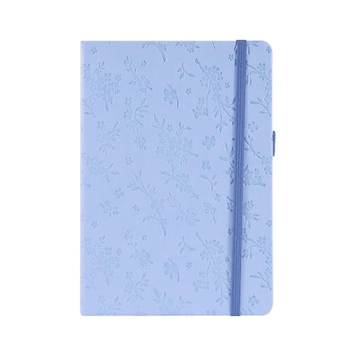 Idena 11367 - Notizbuch A5, Floral in Blau, 80 Seiten kariert, 80 g/m², mit Gummiband und Stiftschlaufe, FSC-Mix von Idena