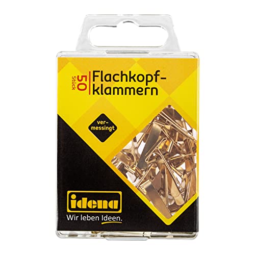 Idena 12078 - Flachkopfklammern, vermessingt, 50 Stück von Idena