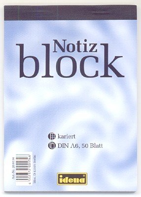 Idena 200134 - Notizblock A6 - kariert - 50 Blatt von Idena