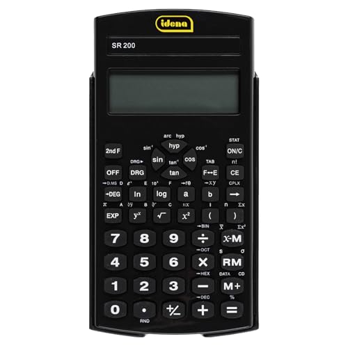 Idena 20137 - Schulrechner SR 200, 10-stelliges Display, batteriebetrieben, wissenschaftlicher Taschenrechner von Idena