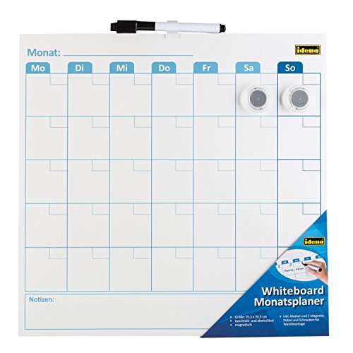 Idena 21414 - Whiteboard Monatsplaner, inklusive Marker und zwei Magnete, 35,5 x 35,5 cm, 1 Stück von Idena