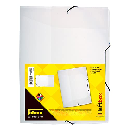 Idena 225403 - Heftbox für DIN A4 mit Gummizug, aus PP, Füllhöhe 3,5 cm, transparent, 1 Stück, weiß von Idena