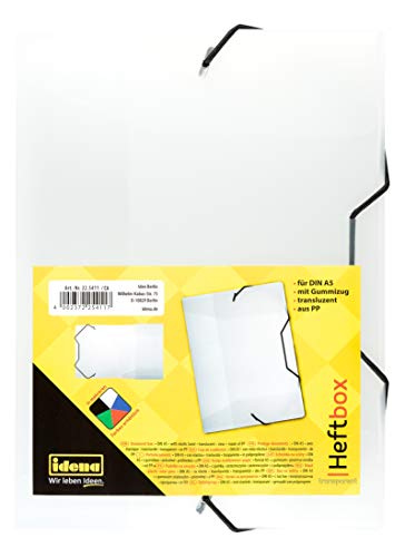 Idena 225411 - Heftbox für DIN A5 mit Gummizug, aus PP, Füllhöhe 3,5 cm, transparent, 1 Stück von Idena