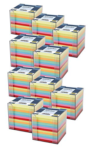 Idena 311068 - Zettelbox, 9 x 9 x 10 cm, 700 Blatt (10x Zettelbox, farbig sortiert, 1) von Idena