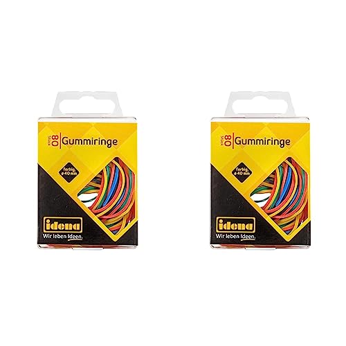Idena 334033 - Gummiringe, 80 Stück, 40 mm Durchmesser, farbig sortiert (Packung mit 2) von Idena