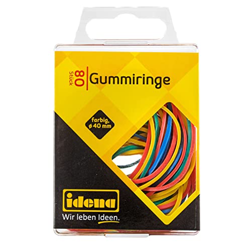Idena 334033 - Gummiringe, 80 Stück, 40 mm Durchmesser, farbig sortiert von Idena