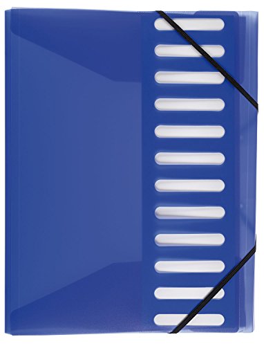 Idena 376088 - Ordnungsmappe für DIN A4, mit 12er Register, Gummizug, blau von Idena