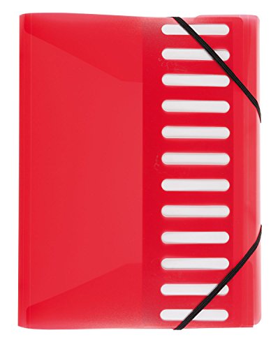 Idena 376089 - Ordnungsmappe für DIN A4, mit 12er Register, Gummizug, rot von Idena