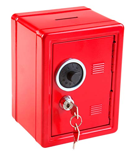 Idena 50035 - Spartresor, 120 x 100 x 160 mm, rot, mit Schlüssel und mechanischem Zahlenschloss von Idena