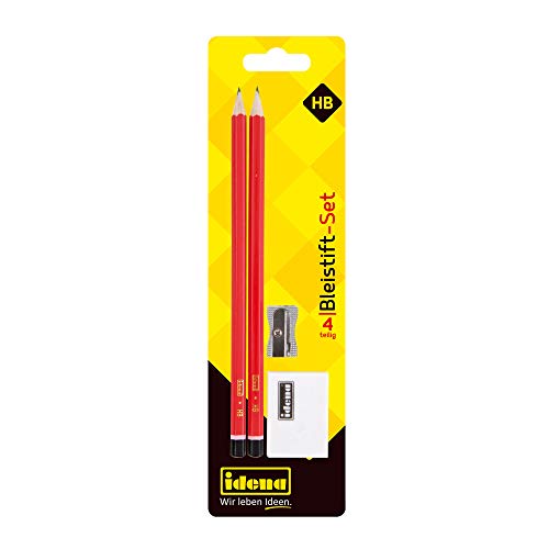 Idena 510191 - Bleistift Set, 4-teilig inklusive Anspitzer und Radierer von Idena